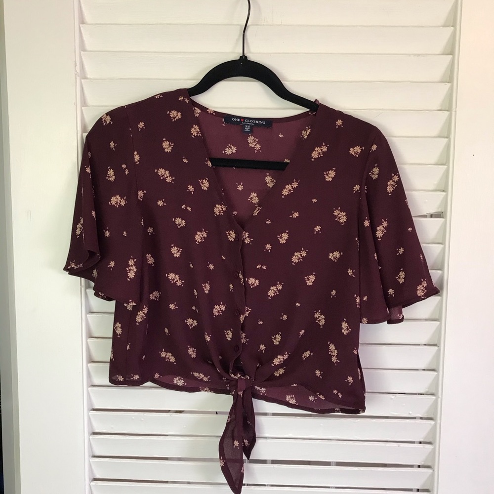 button up floral tee